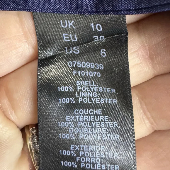 ASOS Mini Wrap Velvet Dress Blue US 6 Floral 3D Embellishments Baby Doll Dainty - Picture 8 of 10